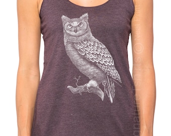 Owl Tank top.  Women's Racerback Tank Top . Yoga Tank Top. Vintage cute graphic t shirt indie boho nature fashion tank top Christmas Gift