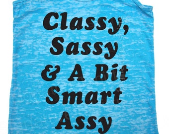 Elegante Sassy y una camiseta de tanque con inteligente. Camiseta de entrenamiento. Tanque de quemado. Tanque de entrenamiento para mujer. Racerback Gym Running Work out
