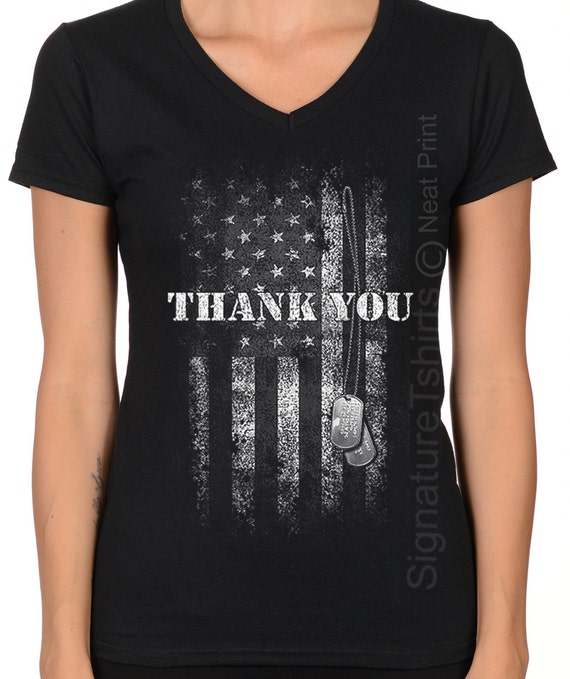 Thank You T Shirt US Flag Shirt V Neck 