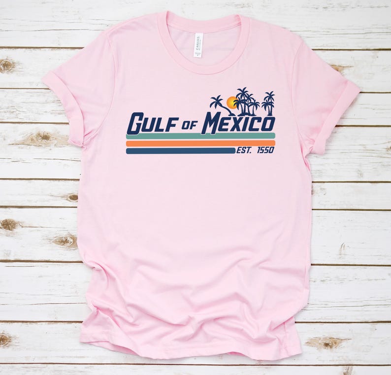 Gulf of Mexico Shirt Gulf Coast Shirt Historical Gulf of Mexico Golfo de Mexico Shirt Gift for Mexico Lover Gulf of Mexico Gift Protest tee Light Pink