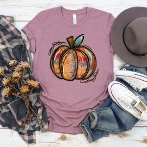Fall Shirt, Pumpkin Shirt, Tie Dye Pumpkin Shirt, Fall Clothing, Fall Tshirt, Autumn Shirt, Tis' the season, Gift Idea, Women's Fall Shirt Heather Orchid