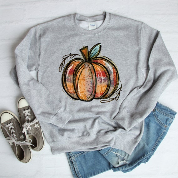 Tie Dye Pumpkin Sweatshirt - Pumpkin Sweatshirt - Unisex Fall Sweatshirt - Halloween - Thankful - Cute Fall Sweatshirt - Fall 2021