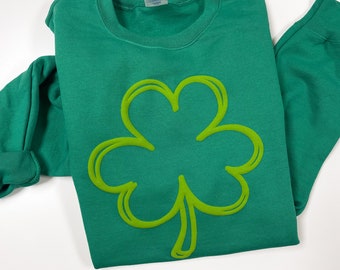 Shamrock Sweatshirt, Puff print St Patricks Day Sweatshirt, Embossed Sweatshirt, St Pattys Day, Irish Sweatshirt, St Patricks Day Clover