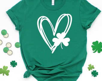 Shamrock Heart St Patty's Day Shirt,St. Patricks Day Shirt, Four Leaf Clover,Shamrock Shirts,Patrick's Day,Irish Tshirt, Teacher Gift