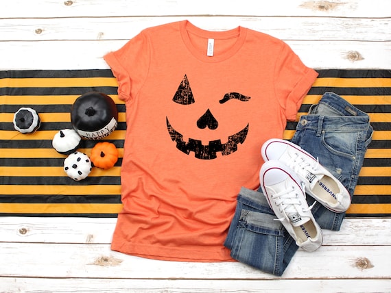 Halloween pumpkin face T-shirt Design Funny and Scary Halloween Tee for  Adult Men's & Women's