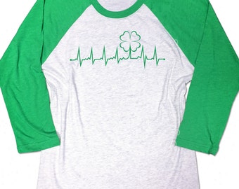 Cute St Patrick's Day Shamrock Shirt. EKG shamrock. Gift for Irish Nurse. Kiss me Shirt.Lucky Shirt. Shamrock. Party shirt. St Pattys RN tee