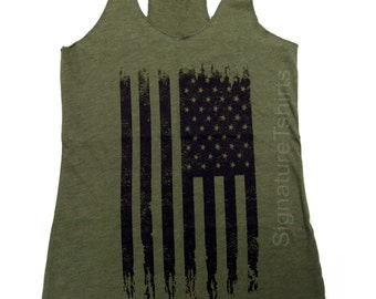 Military American Flag Tank Top, Vintage style Tank Top, American Flag Tank, Fourth of July Tank, Country Concert Tank, Holiday clothing