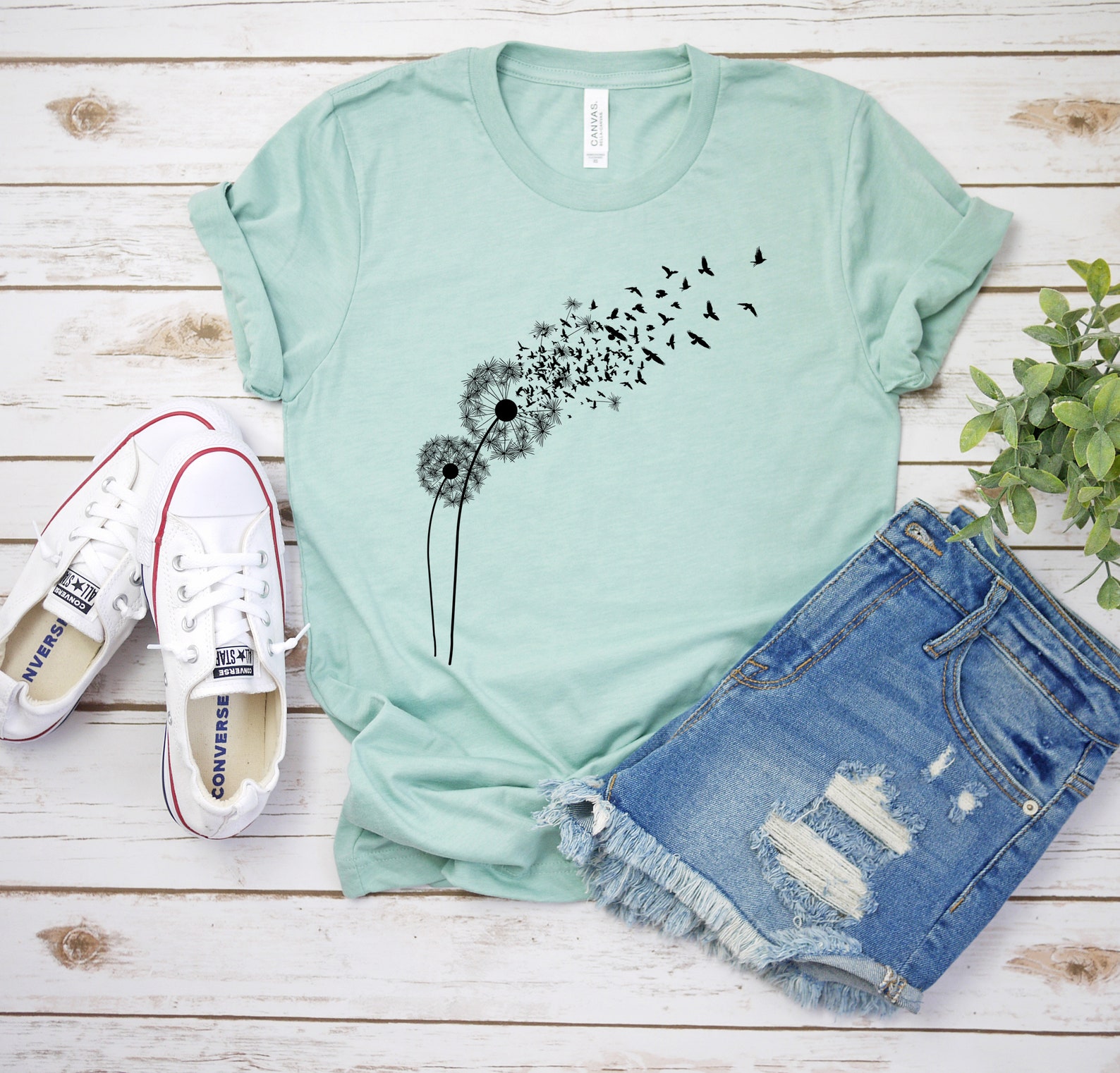 Dandelion Birds Shirt Birds T-shirt Birds Graphic Womens - Etsy