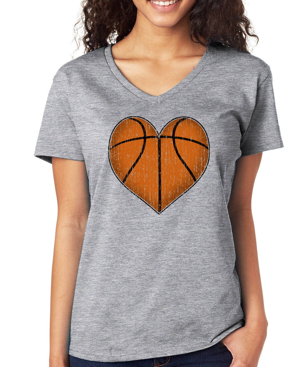 Basketball T-shirt. Basketball Top. Basketball Womens Shirt. Vintage Basketball Heart Graphic 