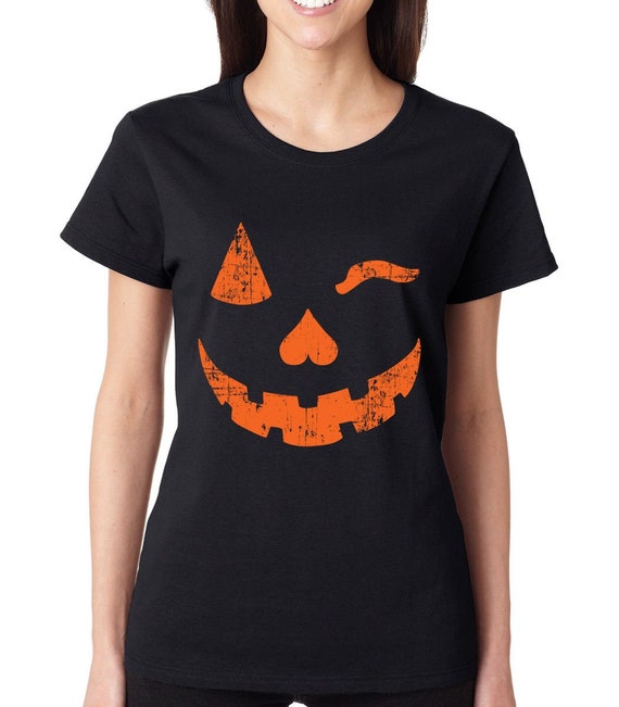 Creepy Pumpkin Face Halloween Lovers' Unisex Baseball T-Shirt