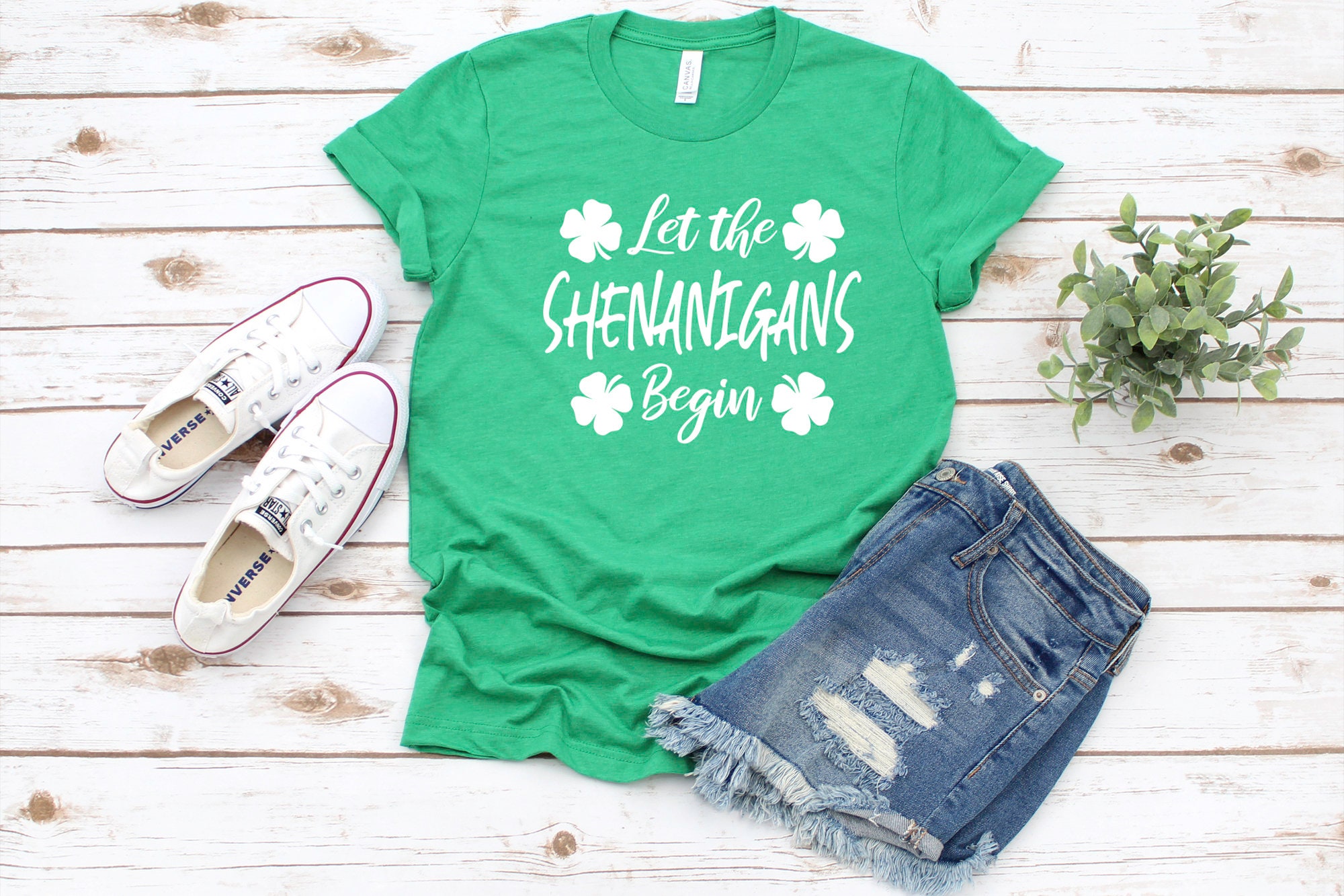 LET THE SHENANIGANS BEGIN Ladies Organic T-Shirt Irish Ireland St Patricks Day