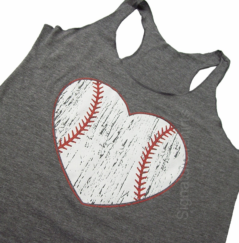 Baseball Tank top. Baseball top. Baseball womens Tank. Vintage baseball heart graphic sport game tank top image 1