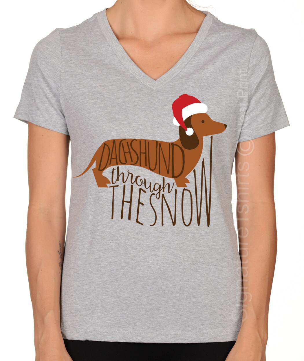 Funny Christmas Shirt Dachshund Through the Snow Shirt Womens Christmas Tee Womens Christmas Plus Size V Neck Womens Shirt Xmas Etsy Ireland
