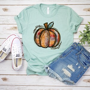 Fall Shirt, Pumpkin Shirt, Tie Dye Pumpkin Shirt, Fall Clothing, Fall Tshirt, Autumn Shirt, Tis' the season, Gift Idea, Women's Fall Shirt Heather Dusty Blue