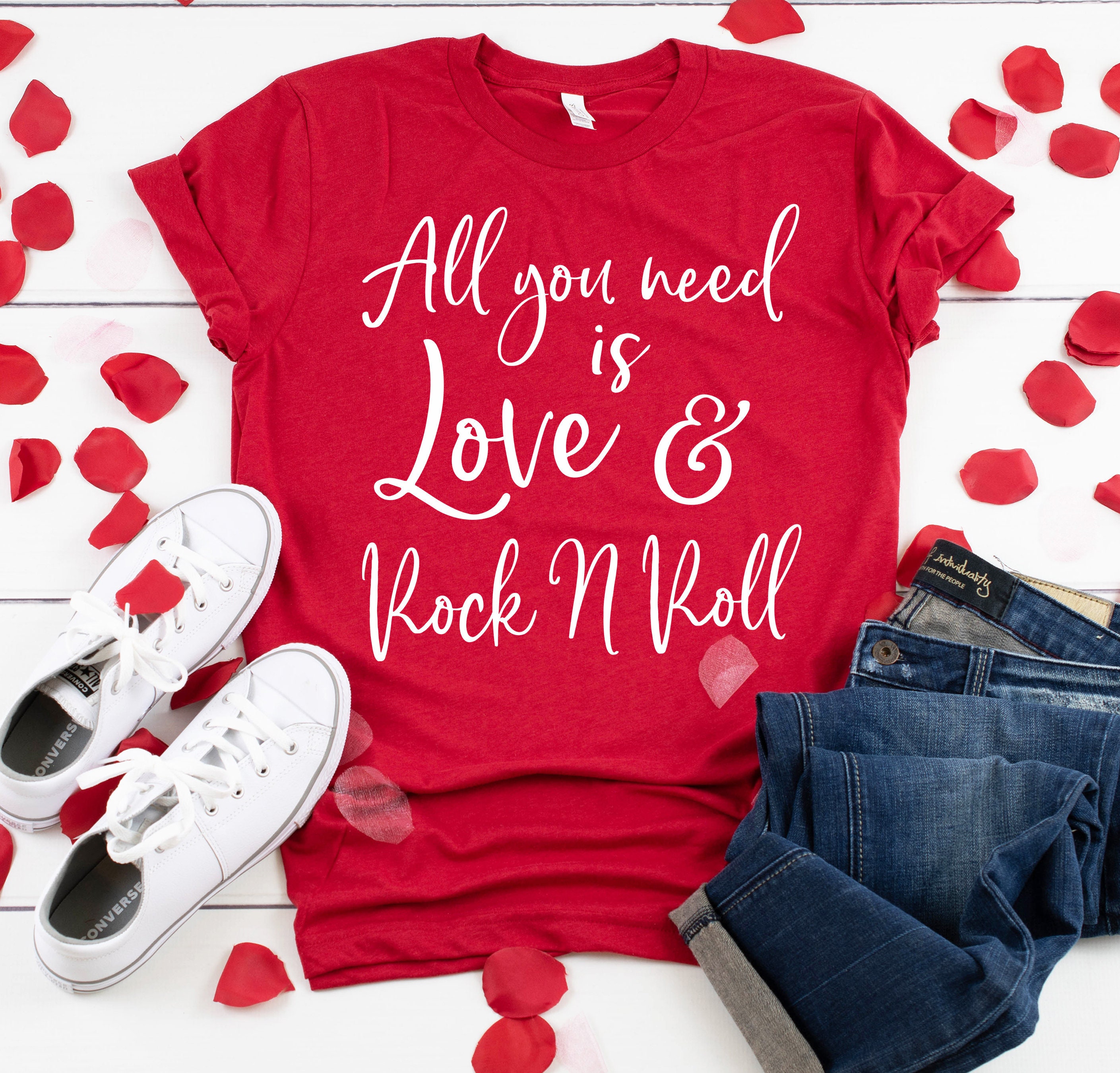 All you need is love t-shirt Womens Valentines Shirt Cute | Etsy