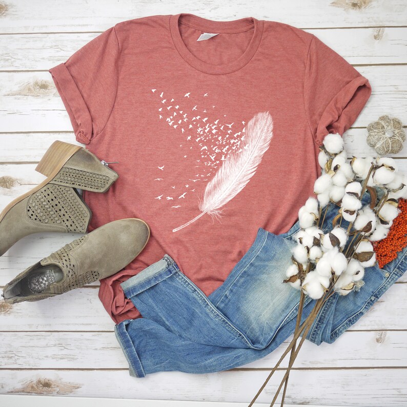 feather design t shirt