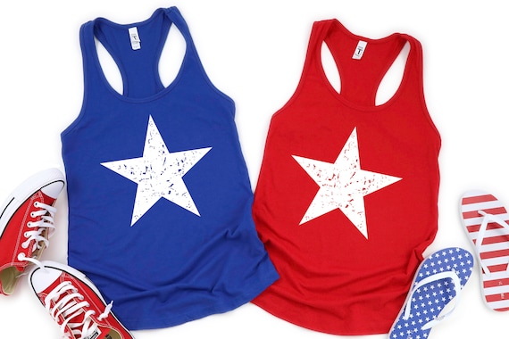 Distressed Star, Fourth of July Womens Tank Top, America Tank Top, 4th of July Outfit Women, Patriotic Tank, USA tee, USA star, White star