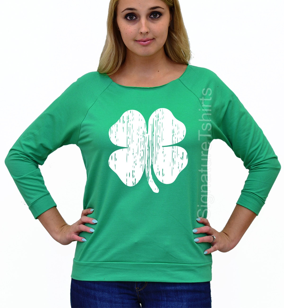 St BOGO Clover Shamrock St Patricks Day Plus Size Top Irish St Patricks Day Shirt Patricks Day Off the Shoulder Slouchy Tee for Women