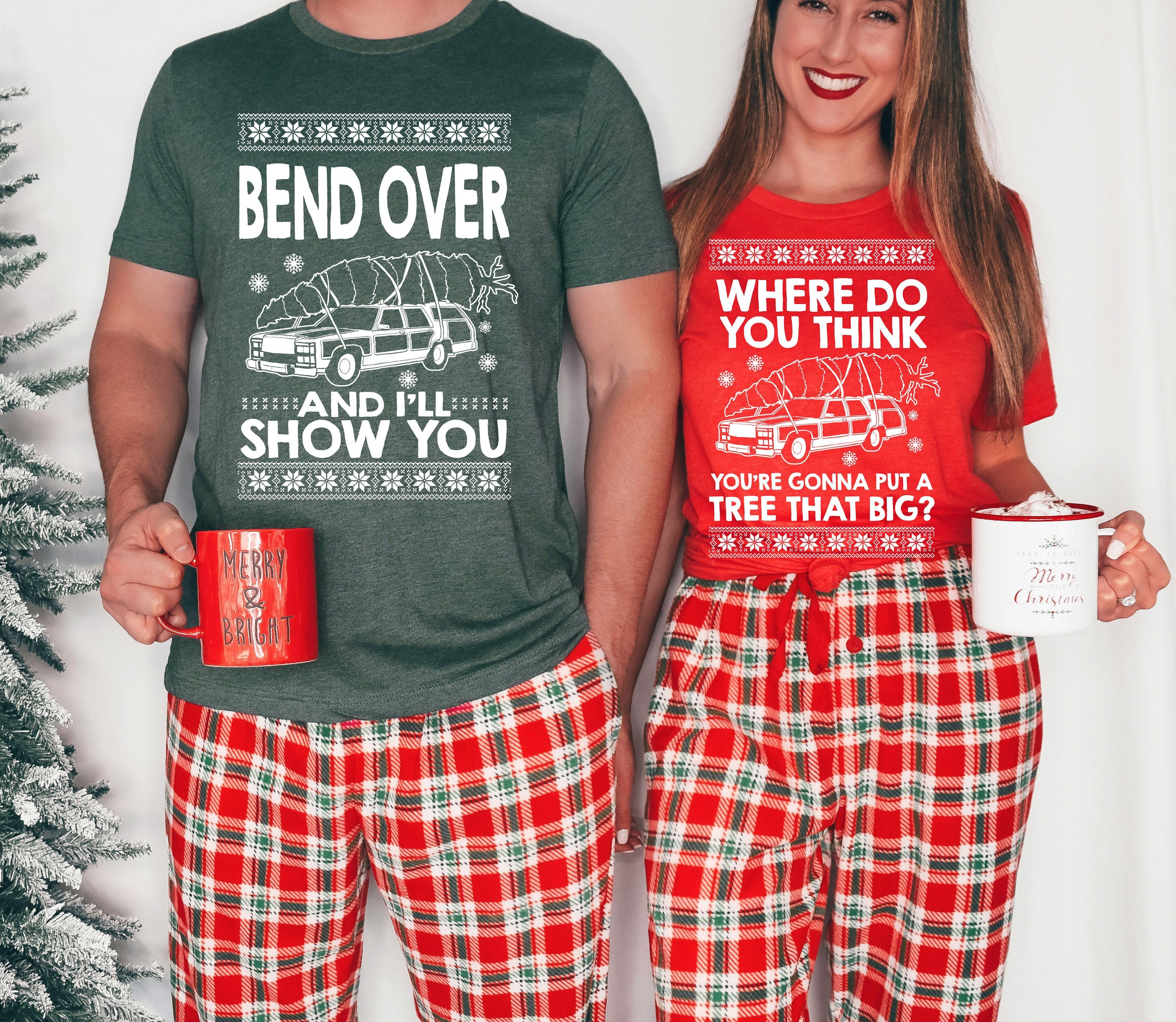 Bend Over and I'll Show You Shirt, Christmas Couple Matching Shirt, Christmas Vacation Shirt, Cute Christmas Tree Shirt, Todd and Margo tee