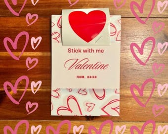 Kids Valentines Day Cards: Heart Sticker, School Valentine
