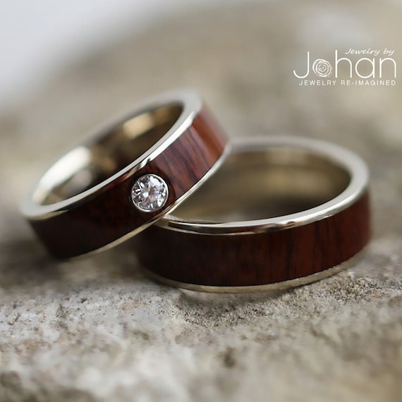 Wood Rings, Wood Wedding Bands, Wood Wedding Rings, 3 Piece Couple Set  Tungsten Bands with Wood Inlay, Couple Rings, Matching Wood Rings -  American Bandit Jewelry