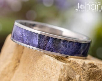 Purple Burl Wood Titanium Men's Wedding Band