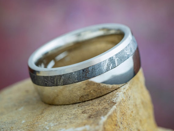 Platinum meteorite wedding on sale band