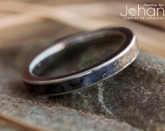 Thin Dinosaur Bone Ring, Women's Gembone Wedding Band, In Stock