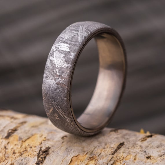 Simple Meteorite Ring in Titanium Alternative Men's | Etsy UK