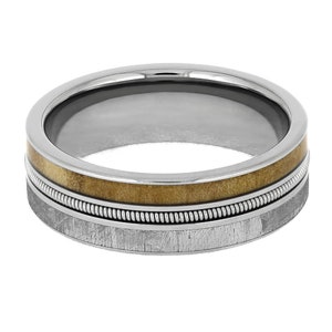Bass Guitar String Ring With Rowan Wood and Meteorite - Etsy