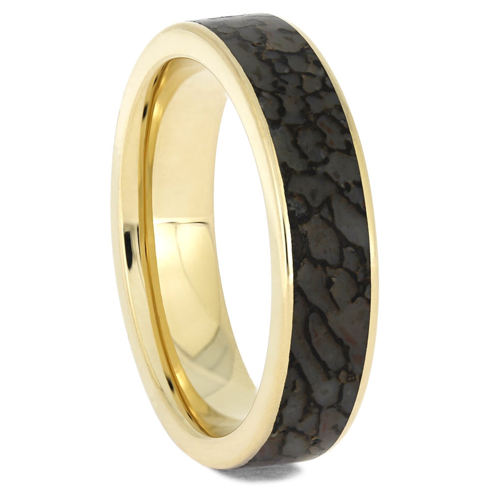 Simple Dinosaur Bone Men's Wedding Band in Yellow Gold | Etsy
