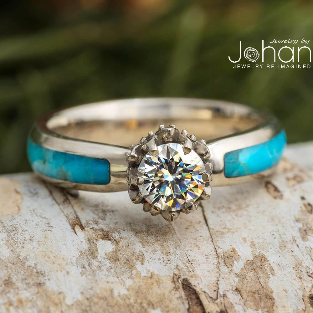 Turquoise and Diamond Engagement Ring Etsy Australia