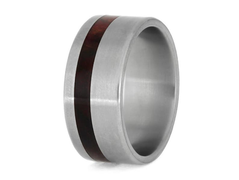 Titanium Wedding Band With A Redwood Pinstripe