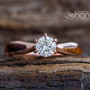 Diamond Solitaire Engagement Ring In Rose Gold With Ironwood-3686 - Jewelry by Johan