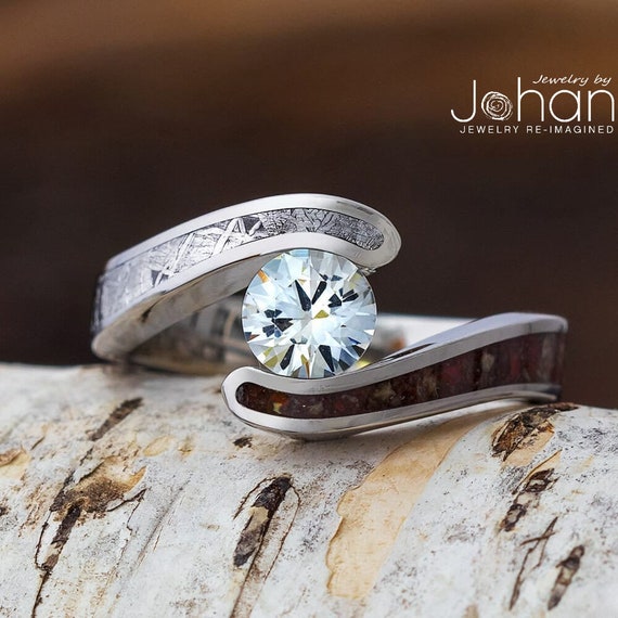 Diamond Tension Engagement Ring With Wood, Jewelry by Johan - 7.75 -  Jewelry by Johan