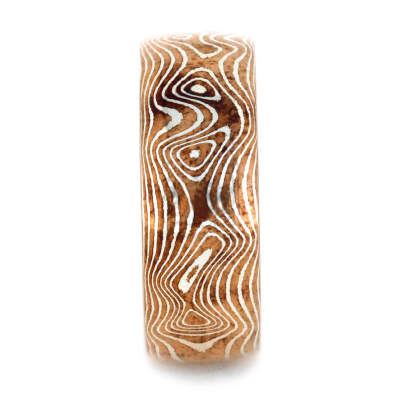 Copper And Silver Mokume Gane Ring With Titanium