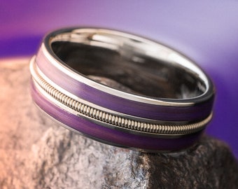 Purple Rain Vinyl Wedding Band with Guitar String