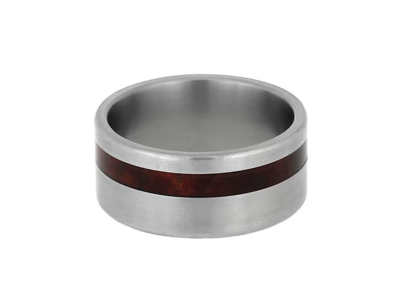 Titanium Wedding Band With A Redwood Pinstripe