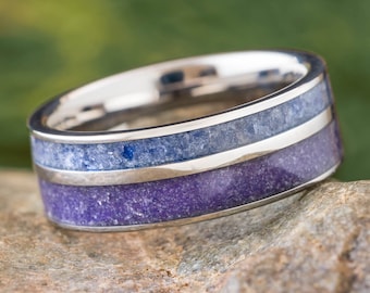 Crushed Birthstone Wedding Band in Titanium