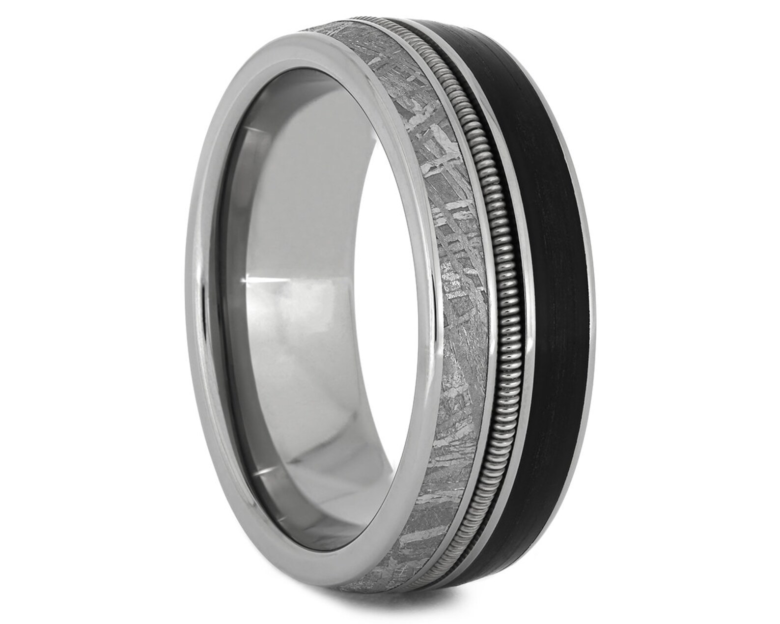 Vinyl Record Ring With Guitar String and Meteorite - Etsy