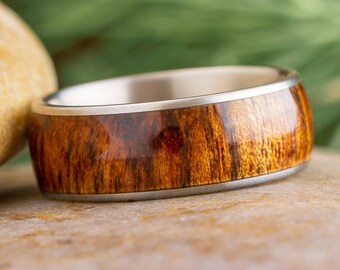 Exotic Rosewood Ring for Men in Titanium