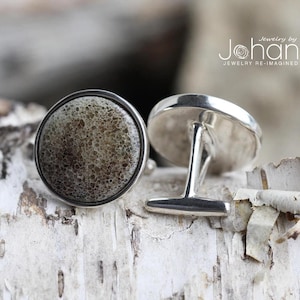 Round Deer Antler Cuff Links, Gift for Hunter Groom, Woodland Wedding, In Stock