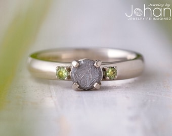 Genuine Moldavite Ring With Meteorite Stone