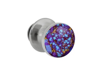 Lava Turquoise Mosaic Tie Tack With Sterling Silver, Gem Alloy Accessory, Jewelry for Men