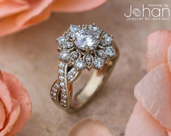 Stunning, Flower Shaped Halo Engagement Ring