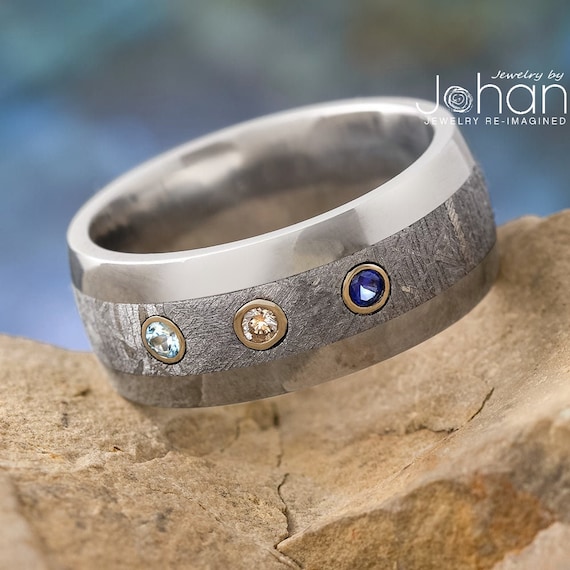 Mens wedding bands 2024 with blue stones