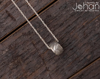 Authentic Meteorite Necklace, Genuine Gibeon Meteorite Charm Bead on Sterling Silver Chain