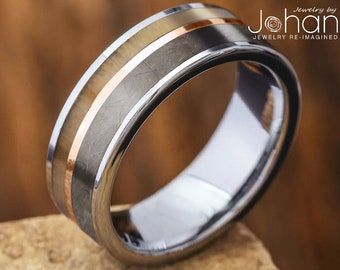 Tungsten Ring With Rowan Wood And Pet Fur
