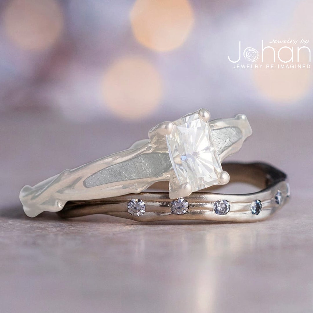 Moissanite Shadow Band, Nature Ring Mate to Branch Engagement Ring