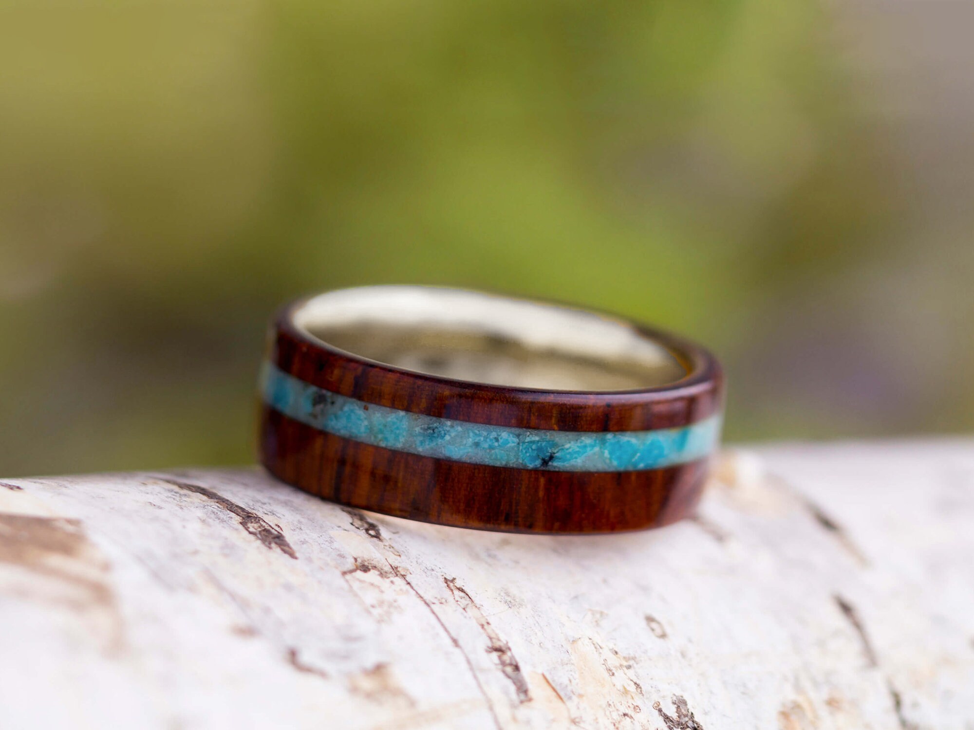 Turquoise & Wood Wedding Ring Authentic Turquoise Ring For Etsy